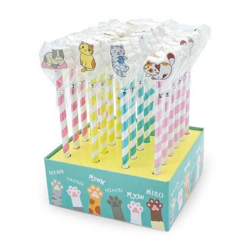 Rechizite Școlare - Creion grafic Pisica cu radiera, 4 modele (24 buc/display), copii varsta 4 ani+,6 ani+,8 ani+