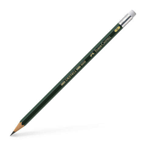 Rechizite Școlare - Creion grafit b cu guma castell 9000 faber-castell
