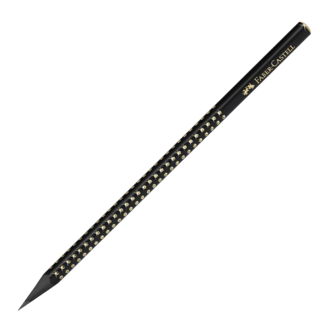 Rechizite Școlare - Creion grafit b grip sparkle lemn negru midnight gold faber-castell
