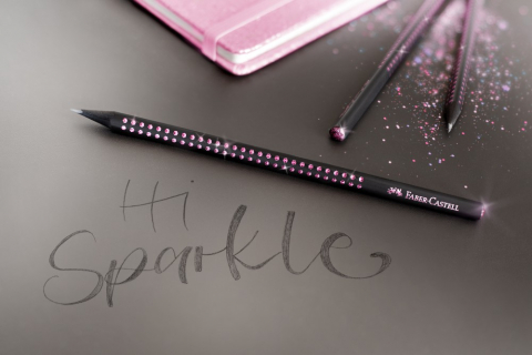 Creion grafit B triunghiular grip sparkle lemn negru midnight rose Faber-Castell [1]