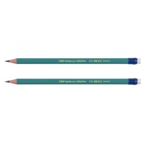Creion grafit Bic Evolution 655 8803323, HB, corp hexagonal verde, cu guma de sters [2]