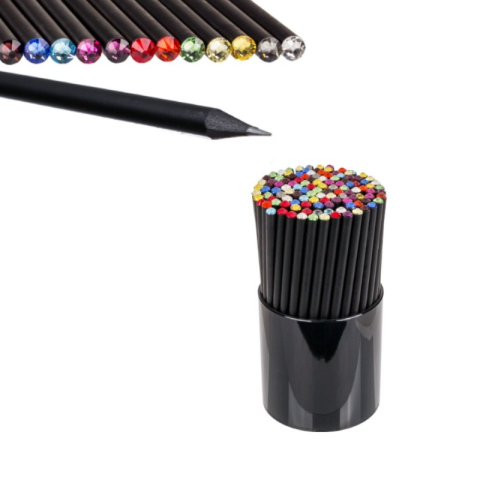 Creion grafit CNX Diamant KS2604, HB, corp rotund negru, acryl, cap diverse culori [1]