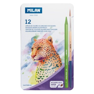 Rechizite Școlare - Creion grafit color solubil cutie metalica milan 07468112c 12 buc