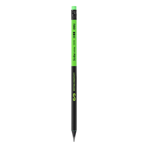 Creion grafit cu guma lemn negru 2b deli [1]