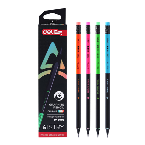 Creion grafit cu guma lemn negru hb deli [3]