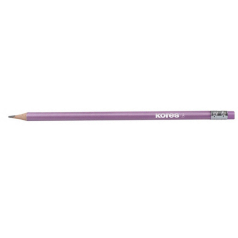 Rechizite Școlare - Creion grafit hb cu guma metalic 6/set kores