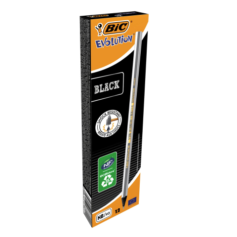 Rechizite Școlare - Creion grafit hb fara guma evolution black 12/cut bic