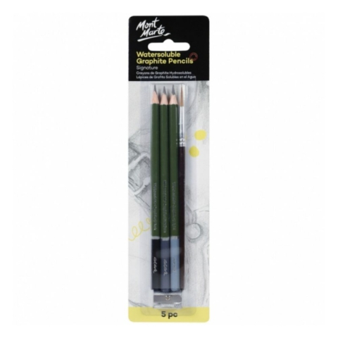 Creioane Grafit, Creioane Mecanice si Ascutitori - Creion grafit Mont Marte MPN0123, acuarelabile, ascutitoare, pensula, set 3 buc