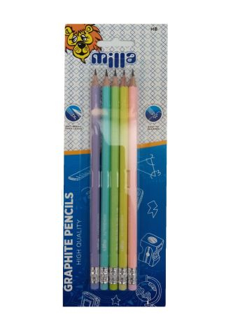 Rechizite Școlare - Creion grafit Pastel Milla 5/set