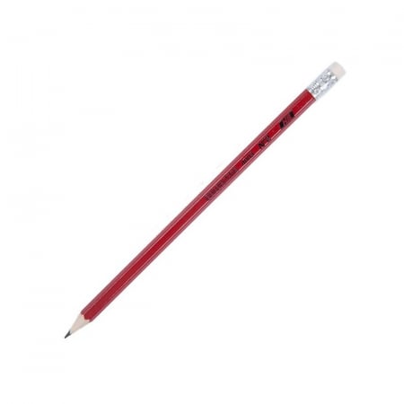 Creion grafit Colorarte, HB, corp hexagonal rosu, cu guma de sters [1]