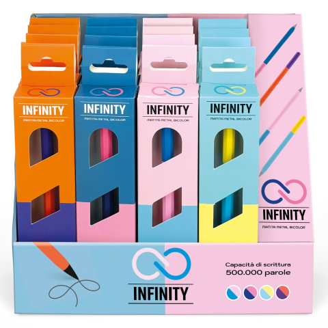 Creioane Grafit, Creioane Mecanice si Ascutitori - Creion Infinity Bicolor cu corp hexagonal, 4 combinatii de culori (16 buc/display)