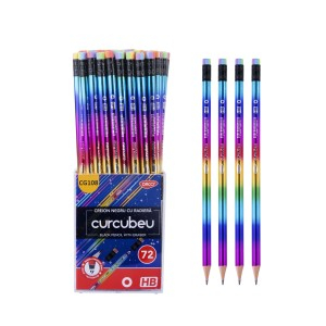 Rechizite Școlare - Creion negru cu radiera curcubeu daco cg108 72 buc