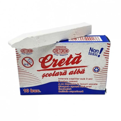 Rechizite Școlare - Creta alba Cretorom, set 10 buc