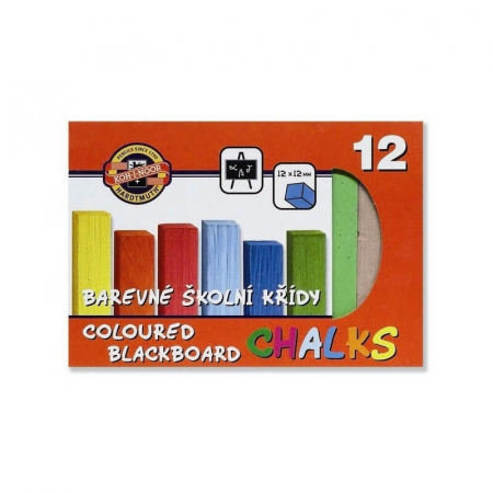 Rechizite Școlare - Creta scolara colorata pentru tabla sau pavaj, 12 bucati.