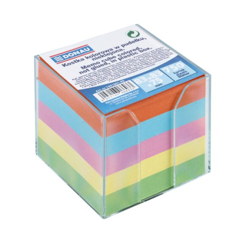 Alte accesorii de birou - Cub hartie color cu suport plastic DONAU 750 file pastel 92 x 92 x 82 mm 