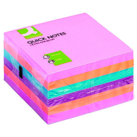 Jucării și Jocuri pentru copii - Cub notite adezive Q-CONNECT 76 x 76 mm 480 file culori mixate 