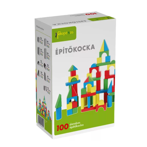 Jucării și Jocuri pentru copii - Cuburi constructie din lemn colorate, 100 buc., copii varsta 3-8 ani