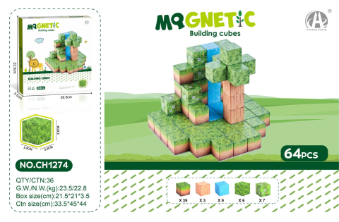 Cuburi magnetice - In natura 64 piese (2.5 cm) [3]