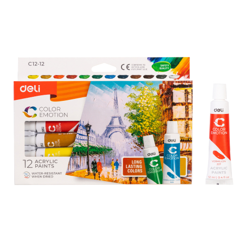 Markere POSCA, Carioci, Creioane si Vopsea Acrilica - Culori acrilice 12 culori 12ml deli