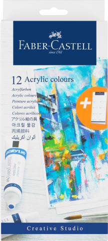 Markere POSCA, Carioci, Creioane si Vopsea Acrilica - Culori acrilice 12 culori 20ml faber-castell