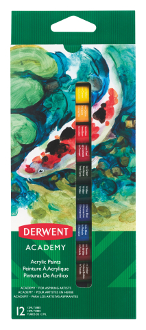 Markere POSCA, Carioci, Creioane si Vopsea Acrilica - Culori acrilice 12 ml 12 culori derwent academy