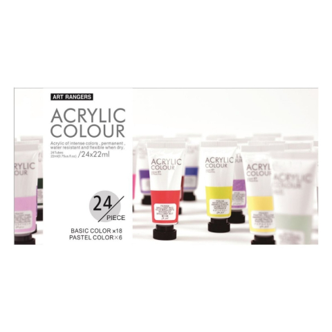 Art & Craft si Artizanat - Culori acrilice Magi-Wap Art Rangers, 24 culori x 22ml, culori de baza, culori pastel, metalice, cu sclipici, FEA2422T-2