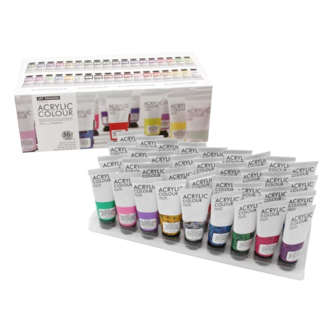 Art & Craft si Artizanat - Culori acrilice Magi-Wap Art Rangers, 36 culori x 22ml, culori de baza, culori pastel, metalice, cu sclipici, FEA3622T-2