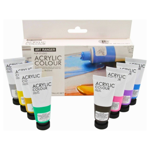 Art & Craft si Artizanat - Culori acrilice Magi-Wap Art Rangers, 8 culori x 22ml, culori metalice, FEA0822T-M