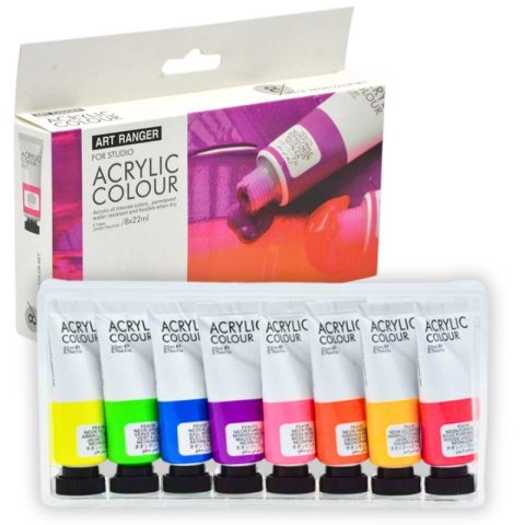 Art & Craft si Artizanat - Culori acrilice Magi-Wap Art Rangers, 8 culori x 22ml, culori neon, FEA0822T-N