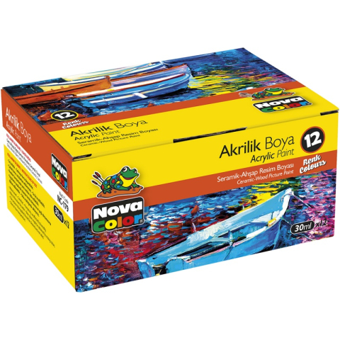 Art & Craft si Artizanat - Culori acrilice Nova Color, 12 culori x 30ml, NC-179