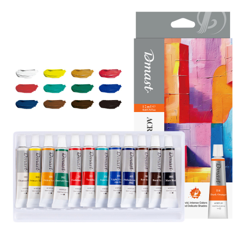 Markere POSCA, Carioci, Creioane si Vopsea Acrilica - Culori acrilice profesionale 12 culori 12ml dmast by pebeo