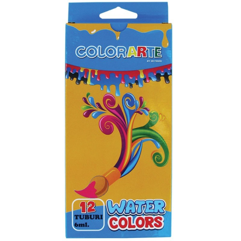 Culori tempera Colorarte, cu pensula, 12 culori x 6ml, EW1206C [1]