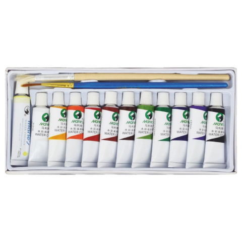 Acuarele, Tempera, Pensule si Blocuri de desen - Culori tempera Maries, 12 culori x 5ml, E1325