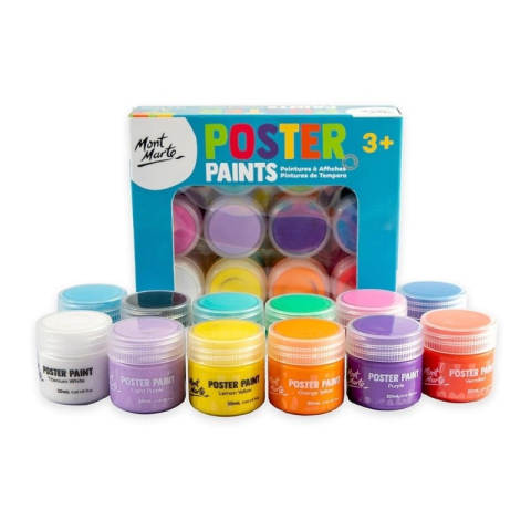 Rechizite Școlare - Culori tempera Mont Marte, 12 x 20ml/tub, MPST8002