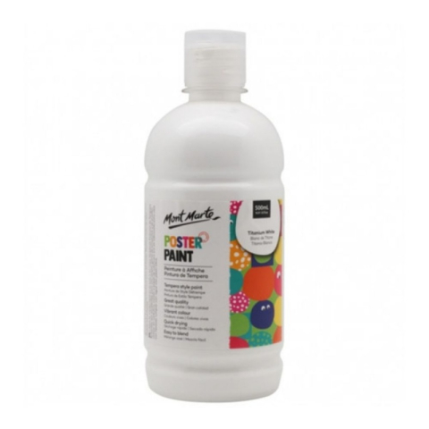 Acuarele, Tempera, Pensule si Blocuri de desen - Culori tempera Mont Marte, 500ml, culoare alb, MPST0001