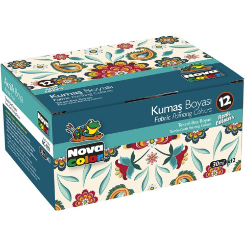 Acuarele, Tempera, Pensule si Blocuri de desen - Culori tempera pentru textile Nova Color, 12 culori x 35ml, NC-192
