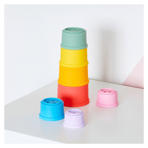 Cupe pentru stivuit din silicon pentru bebe, Tickit, copii varsta 0-3 ani [3]