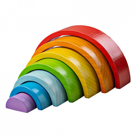 Jucării Montessori si Activități - Curcubeu din lemn (7 piese)