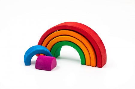 Jucării și Jocuri pentru copii - Curcubeu din lemn, 6 piese, 18.5 x 4 cm