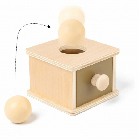 Jucării interactive bebeluși - Cutia permanentei din lemn, cu sortator bile - Micostore.ro
