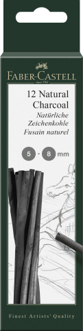 Rechizite Școlare - Cutie 12 buc carbune natural pitt monochrome 5-8mm faber-castell