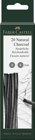 Rechizite Școlare - Cutie 20 buc carbune natural pitt monochrome 3-6mm faber-castell