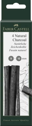 Rechizite Școlare - Cutie 4â bucati carbune natural pitt monochrome 9-15 mm faber-castell