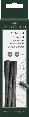 Rechizite Școlare - Cutie 6 buc carbune natural pitt monochrome 6-11mm faber-castell
