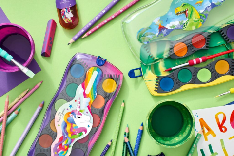 Cutie apa click&go dinozauri verde marmorat faber-castell [4]