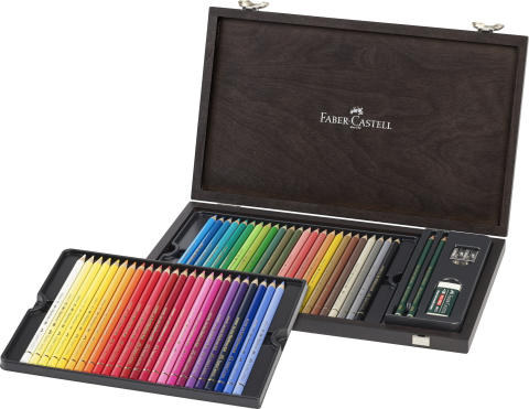 Art & Craft si Artizanat - Cutie lemn 48 creioane colorate polychromos faber-castell