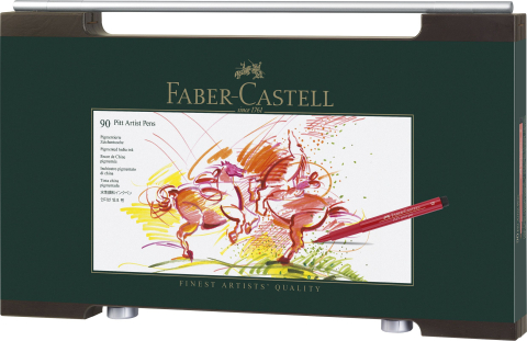 Rechizite Școlare - Cutie lemn 90 bucati pitt artist pen faber-castell