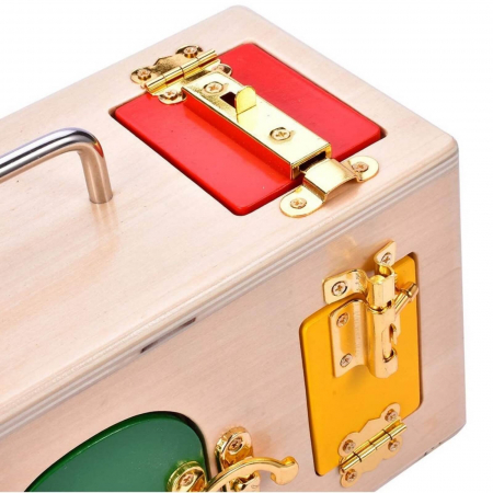 Cutie lemn cu Incuietori Montessori Incuie si Descuie Lock Box. [3]