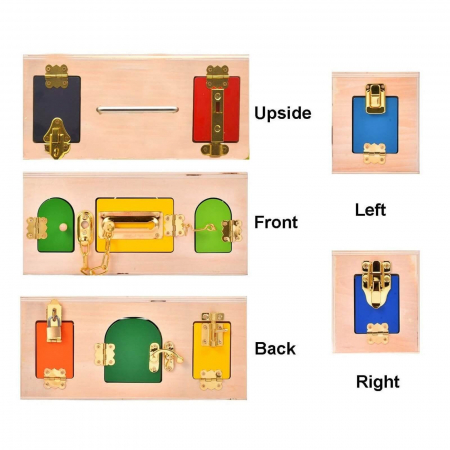 Cutie lemn cu Incuietori Montessori Incuie si Descuie Lock Box. [2]