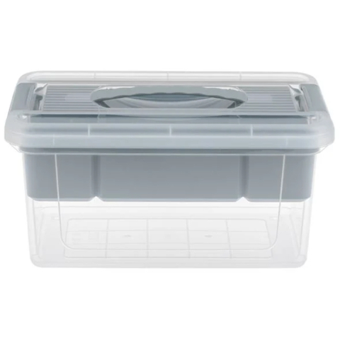 Cutie Organizator cu Raft Compartimentat Gri & Capac Transparent 29x19x14cm - 5L [4]
